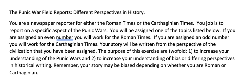 Rome: Punic War Field Reports-Looking for Bias in Historical Documents